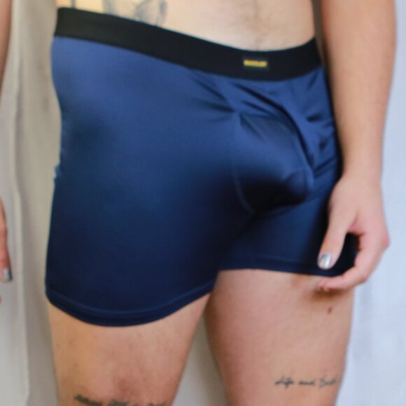 Rustler from Wrangler Navy Blue Satin Stretch Dual Lined Pouch Boxer Briefs XXL - Picture 4 of 10